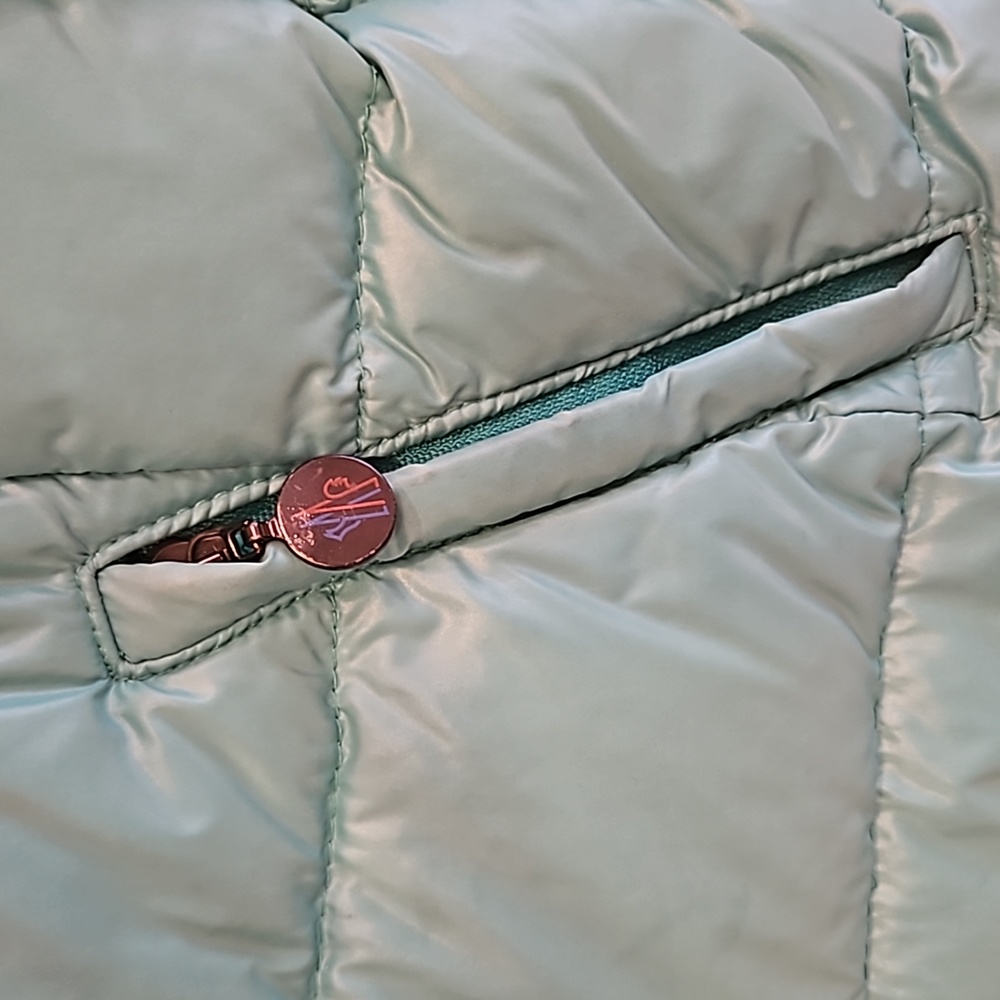 WOMENS AUTHENTIC MONCLER TURQUOISE BLUE GREEN PUFFER COAT JACKET $1250 SZ 2 (M) - Picture 3 of 10